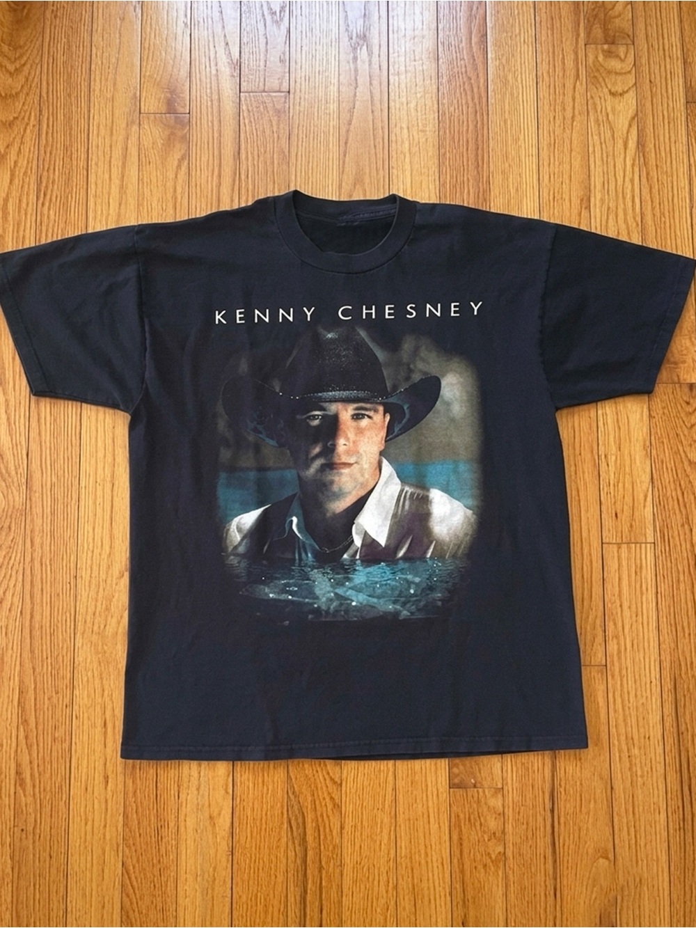 Kenny Chesney Cowboy Hat Water Portrait Black T-Shirt